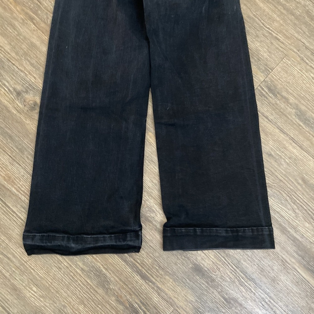 Anthropologie Maeve The Colette Crop Wide-Leg Black Denim Size 27 - Picture 7 of 8